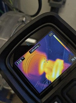 Thermal image of the lug before treatment
